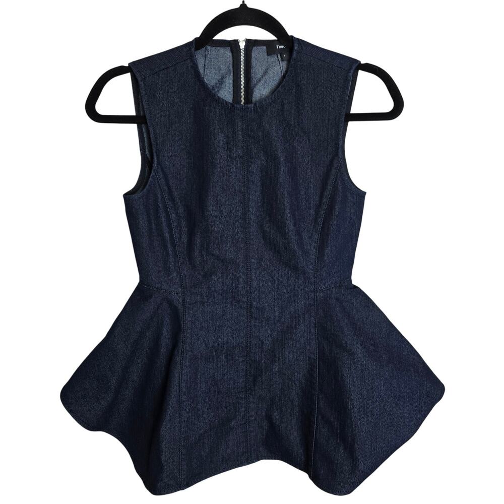 Theory Denim Sleeveless Peplum Top Size Small